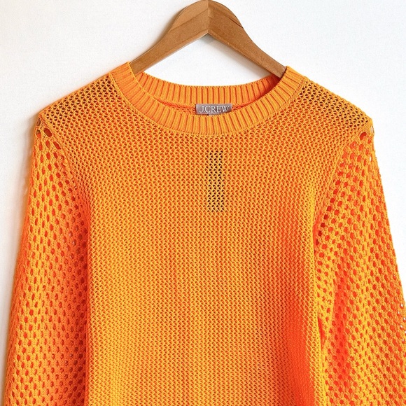 NEW J. Crew Shirt Crochet Crewneck Beach Sweater Orange Nautical Swim Resort - Picture 5 of 12